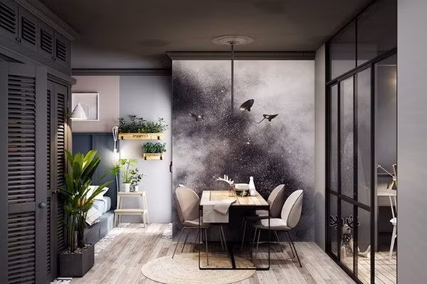 Cây xanh mang lại những điểm nhấn thú vị, giúp căn hộ không bị tối hay bí bách.