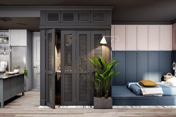 Một phòng ngủ khác đặt cạnh bàn ăn làm nơi nghỉ lại của khách.