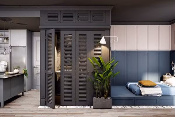 Một phòng ngủ khác đặt cạnh bàn ăn làm nơi nghỉ lại của khách.