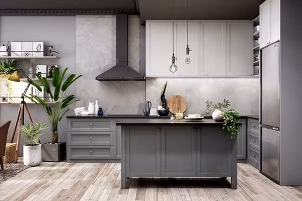 Bếp chữ L được chiếu sáng bằng các loại đèn Led.