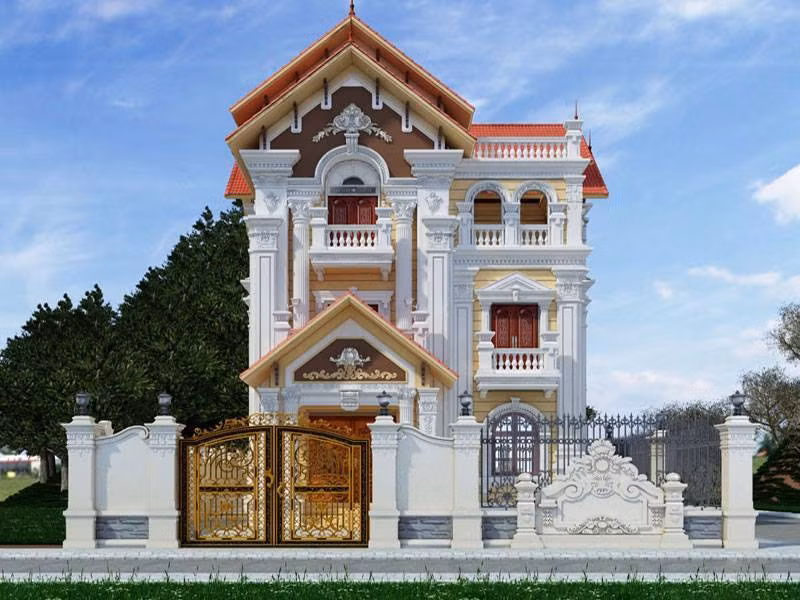 Biệt thự tân cổ điển lược bỏ bớt các chi tiết cầu kỳ từ kiến trúc cổ điển, kiểu mẫu biệt thự tân cổ điển vừa có những nét đẹp riêng nhưng lại phảng phất chút phong cách ảnh hưởng từ phong cách cổ điển. Với kiểu biệt thự này được sử dụng màu sắc chủ yếu là màu trắng và chú trọng vào các chi tiết mái và cổng.