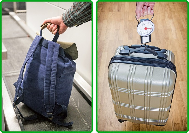 Trả tiền cho hành lý quá cân. Nên cân trọng lượng hành lý trước khi bạn đến sân bay, nếu không bạn sẽ phải trả tiền cho việc quá cân hoặc phải đóng gói lại hay bỏ lại đồ đạc vào phút cuối.