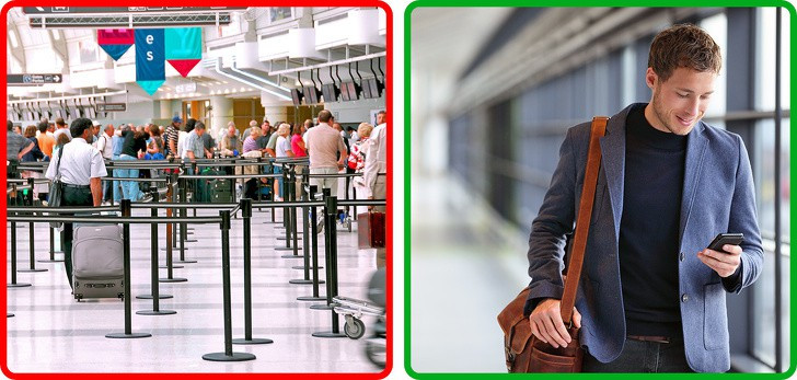 Không đăng ký trực tuyến. Nhiều hãng hàng không tạo cơ hội để khách làm thủ tục trực tuyến vì điều này có lợi về mặt kinh tế (họ không phải thuê thêm nhân viên). Hơn nữa, một số hãng hàng không, đặc biệt là những hãng hàng không giá rẻ, thậm chí còn phạt tiền những người không đăng ký trực tuyến.