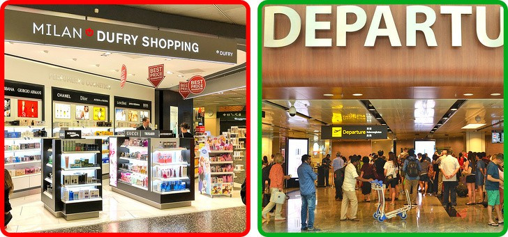 Thư giãn sau khi qua cửa kiểm soát an ninh. Bạn có thể nghĩ rằng tất cả các khâu kiểm soát đã kết thúc và đi vào các cửa hàng miễn thuế. Nhưng, tại một số sân bay như Milan hay Thessaloniki, các cửa hàng này được đặt trước quầy kiểm soát hộ chiếu. Trong trường hợp này, bạn có thể mất thời gian và lỡ chuyến bay. Tốt hơn là bạn nên tìm cổng ra tàu bay trước, ngay cả sau khi bạn tìm thấy cổng ra, thỉnh thoảng bạn vẫn nên kiểm tra thông tin trên màn hình vì cổng có thể được thay đổi vào phút cuối, khiến bạn không còn đủ thời gian để tìm thấy.