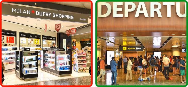 Thư giãn sau khi qua cửa kiểm soát an ninh. Bạn có thể nghĩ rằng tất cả các khâu kiểm soát đã kết thúc và đi vào các cửa hàng miễn thuế. Nhưng, tại một số sân bay như Milan hay Thessaloniki, các cửa hàng này được đặt trước quầy kiểm soát hộ chiếu. Trong trường hợp này, bạn có thể mất thời gian và lỡ chuyến bay. Tốt hơn là bạn nên tìm cổng ra tàu bay trước, ngay cả sau khi bạn tìm thấy cổng ra, thỉnh thoảng bạn vẫn nên kiểm tra thông tin trên màn hình vì cổng có thể được thay đổi vào phút cuối, khiến bạn không còn đủ thời gian để tìm thấy.