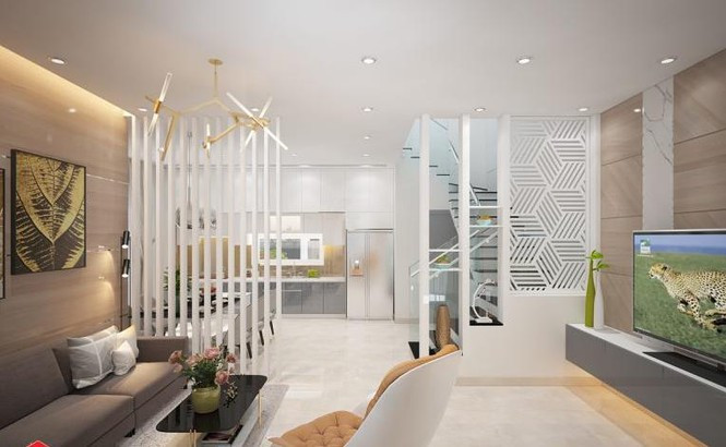 Nội thất phòng khách với phong cách hiện đại đầy chất nghệ thuật.