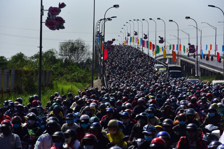 Các phương tiện ùn ứ nghiêm trọng.