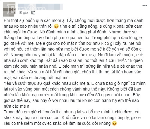 Moi cuoi chua duoc 50 ngay, co gai da bi chong danh lien tuc