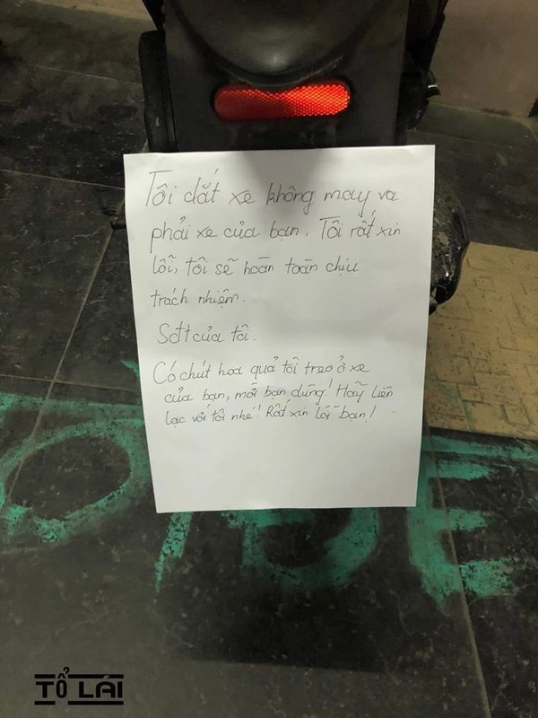 Lo va phai xe nguoi khac, nguoi dan ong viet han thu xin loi