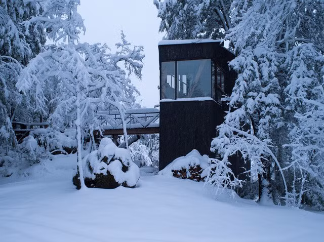 Đồ nội thất trong ngôi nhà cũng được sử dụng bằng gỗ tự nhiên, cụ thể là lót bằng gỗ Lingue bản địa và có sự pha trộn sắc màu chiết trung của đồ nội thất hiện đại và truyền thống được lựa chọn bởi chủ căn hộ.