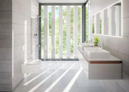 Phòng tắm tuy được thiết kế đơn giản nhưng không kém phần trang nhã, tinh tế.