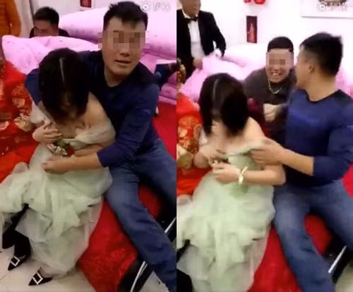 Sung so canh dan phu dau bi sam so trong dam cuoi