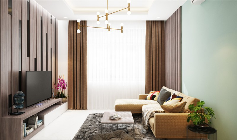 Sàn nhà lát đá cùng trần thạch cao đơn giản, chính là cách mà cô gái tạo cảm giác rộng và thoáng cho căn hộ của mình.