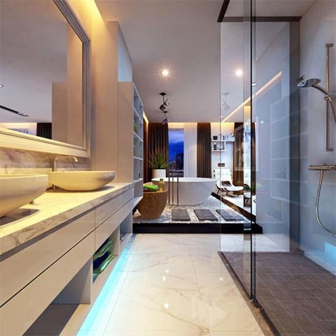 Nhà vệ sinh rộng rãi, hiện đại và tiện nghi như khách sạn.