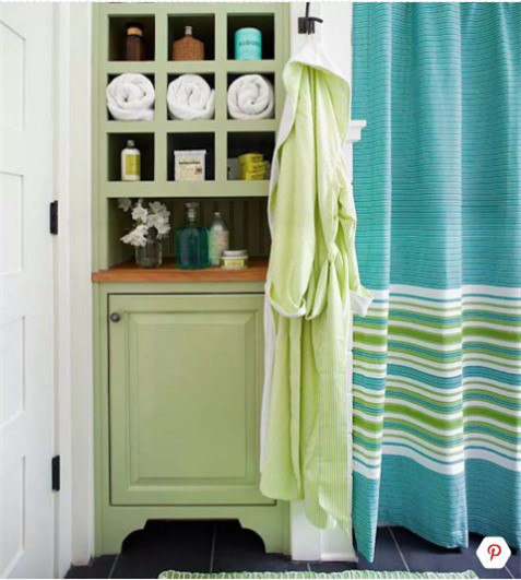 Màu sắc xanh tươi mới sẽ giúp thu hút nguồn năng lượng tích cực cho phòng tắm.