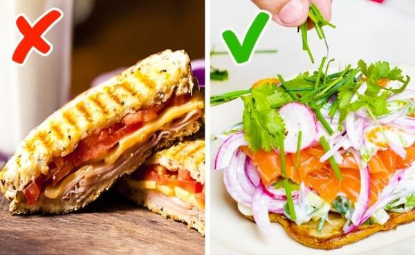 Sandwich: Hầu hết các loại bánh sandwich hiện nay đều có rất nhiều chất béo, khiến cơ thể mất nhiều thời gian và công sức để tiêu hóa hết lượng calo dư thừa.