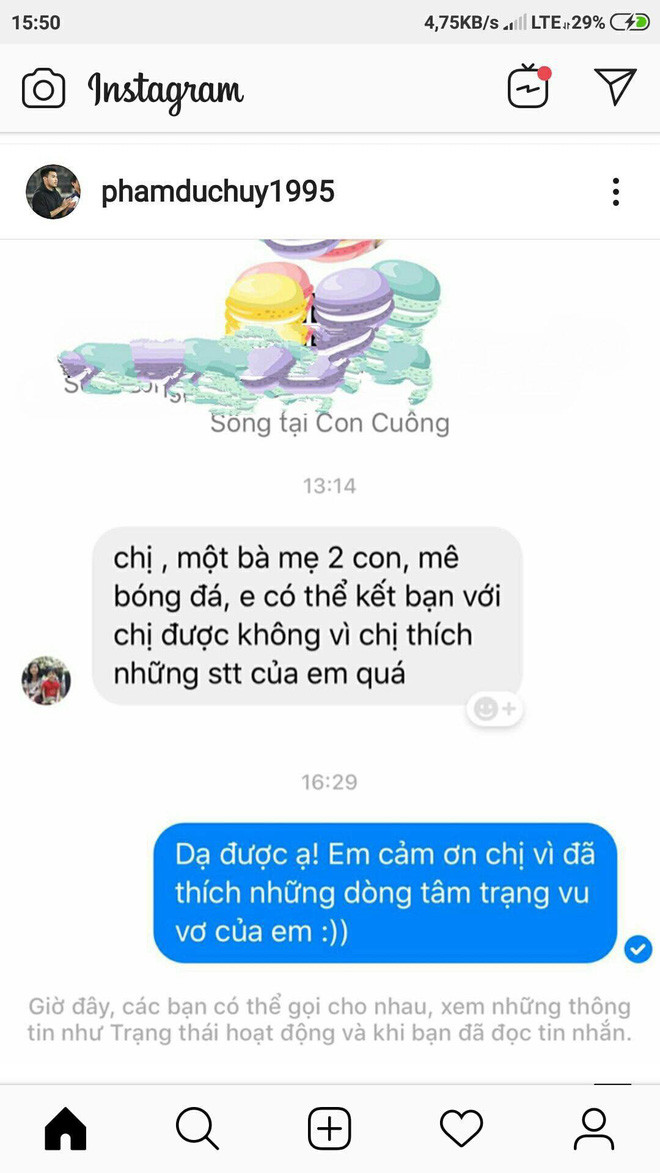 Duoc me bim sua nhan tin xin ket ban, Duc Huy dang tus la