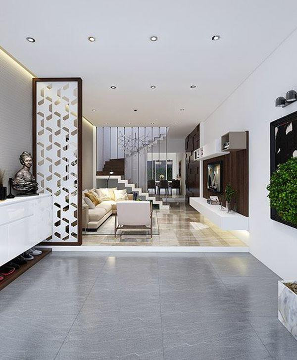 Phòng khách thoáng mát có gara xe rộng rãi.