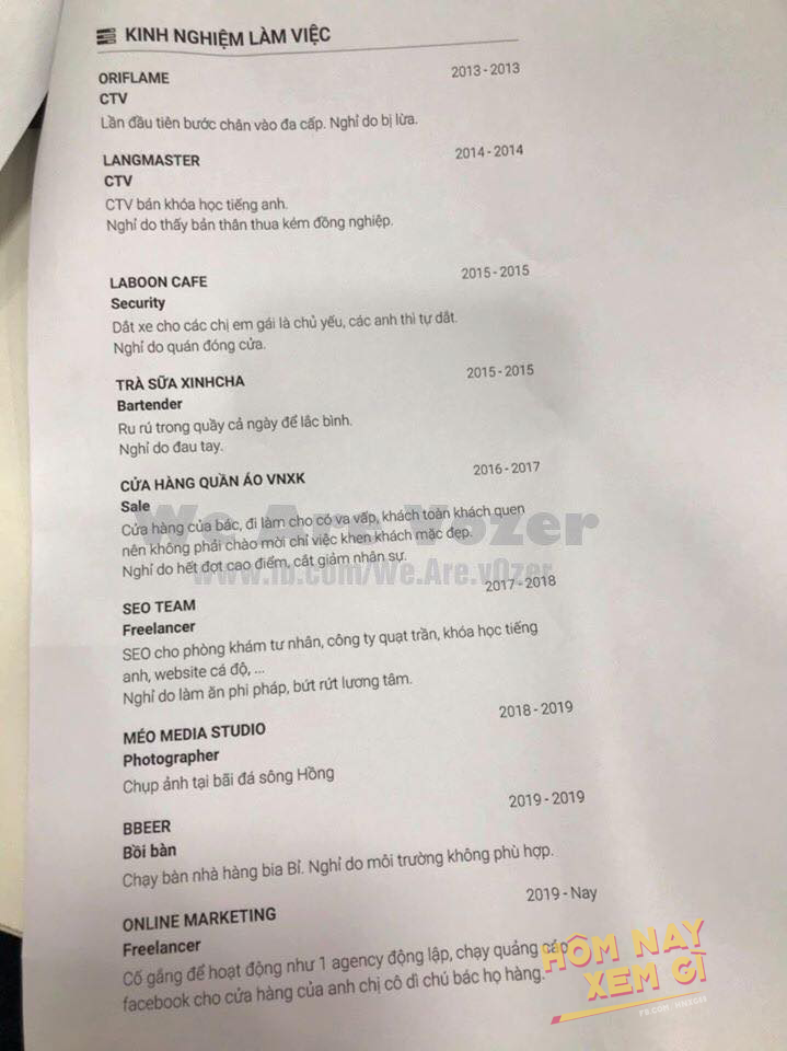 CV xin viec co phan kinh nghiem chat nhat qua dat