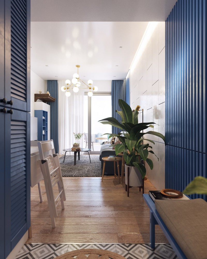 Thay vì chọn sàn ốp gạch, gia chủ sử dụng sàn gỗ để các thành viên cảm thấy ấm cúng mỗi khi trở về nhà.