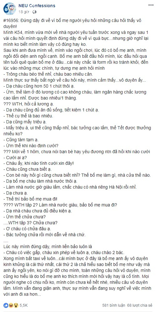 Ngac nhien lan dau ra mat, bo me nguoi yeu hoi cau soc