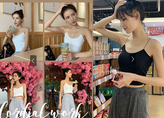 Phong cách nữ tính, sang trọng với sườn xám của Trương Dư Hi khác hẳn gu ngày thường năng động, trẻ trung. Mặc áo ngắn lộ eo thon hay đồ hai dây mảnh khoe vai gầy là hình ảnh thường thấy của cô nàng khi dạo phố, đi du lịch. Những năm này, người đẹp 26 tuổi rũ bỏ hoàn toàn hình ảnh công chúa điệu đà, thay vào đó là phong cách "nổi loạn", cá tính nhưng vẫn quyến rũ, sexy. Đây là ví dụ hình ảnh Trương Dư Hi chụp ảnh mẫu sản phẩm thời trang của mình.