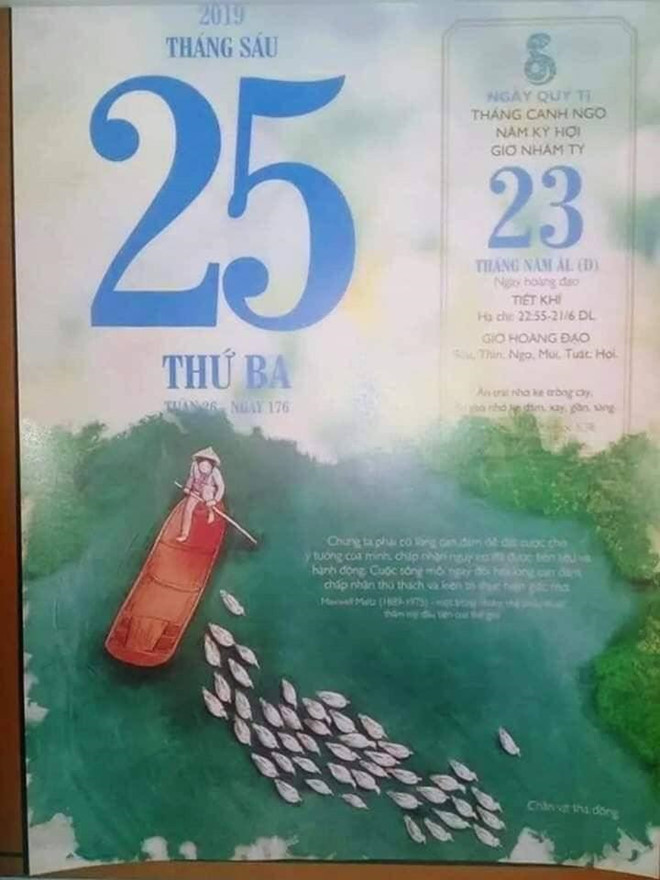 Thậm chí, dân mạng còn tìm được những tấm lịch dự đoán đề thi môn Ngữ văn năm nay. Câu nói của triết gia Pháp Voltaire: "Hành trình của sông ra biển không nhanh như hành trình của con người đến với sai lầm" được dân mạng cho là rất đúng với ngữ cảnh. Ảnh chụp màn hình.