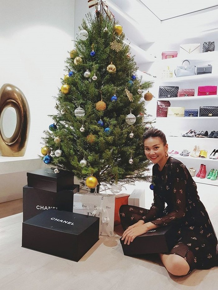 Mới đây trên trang cá nhân, Thanh Hằng chia sẻ: "Mình không làm được gì lớn lao, chỉ cố gắng làm cho bản thân và những người xung quanh luôn được cảm thấy vui vẻ. Merry X-mas mọi người nhá. Hy vọng cơn bão đừng giận dữ quá với người Sài Gòn tối nay!". Kèm theo đó là hình ảnh "bà mẹ chồng Ba Trân" ngồi bên cây thông Noel được trang trí trang hoàng, lấp ló phía sau là tủ đồ ngập hàng hiệu.