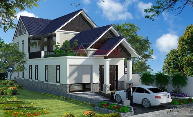 Màu ngói cùng chất liệu gạch men đã tạo nên vẻ cao cấp cho ngôi nhà này.