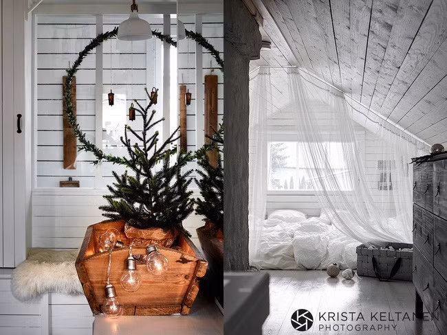 Trang trí cây thông Noel ấn tượng trong nhà.