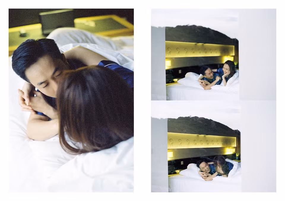 Hiện vợ chồng Cường Đô la và Đàm Thu Trang đang đi hưởng tuần trăng mật ở một resort đẳng cấp 6 sao tại Việt Nam. Dù vậy, cặp đôi vẫn tranh thủ đăng tải trọn bộ ảnh cưới, khoe khoảnh khắc ngọt ngào nhất kèm loạt câu nói ngôn tình dành cho nhau. Đặc biệt, khoảnh khắc cặp đôi tình tứ trên giường khiến người hâm mộ phấn khích.