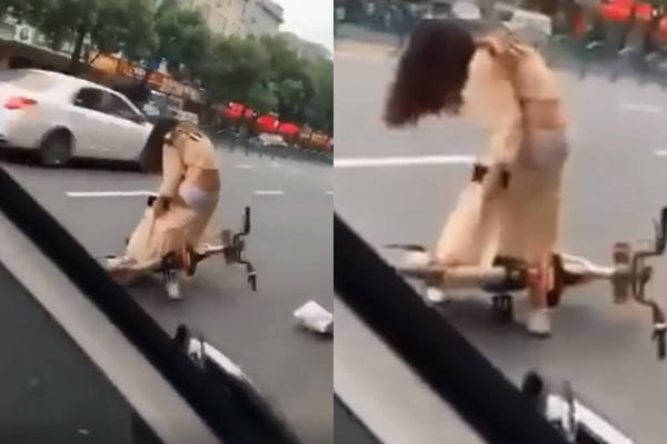 Nguong chin mat gai xinh 'phoi' vong ba giua pho vi vay phan chu