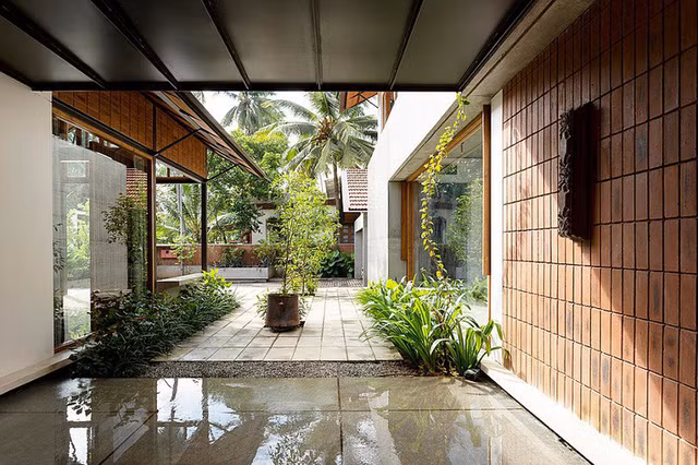 Cây xanh bao quanh ngôi nhà tạo ra không gian xanh mát, giúp con người đến gần hơn với thiên nhiên.