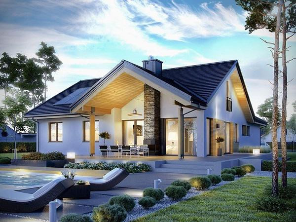 Mẫu nhà này phù hợp với những mảnh đất rộng rãi, gia chủ có điều kiện về kinh tế. Ngoài các không gian chính sử dụng trong nhà, gia chủ có thể bố trí thêm sân vườn, gara để xe, khu sinh hoạt chung ngoài trời…