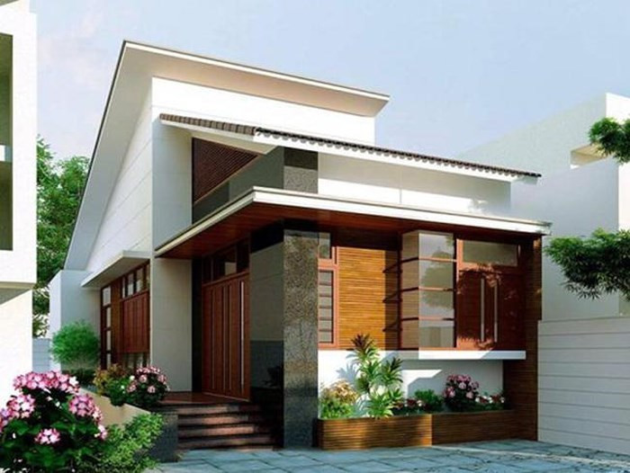 Nếu cảm thấy nhàm chán với kiểu mái thái, mái bằng phổ thông, bạn có thể chọn kiểu nhà cấp 4 mái xéo hiện đại. Hình hộp mái xéo được xem là kiểu nhà cách tân mới nhất hiện nay với phần mái được thiết kế cách tân từ mái thái. Kiểu nhà này phù hợp với diện tích từ 50m2 trở lên, là một thiết kế đẹp thường được lựa chọn để xây nhà phố.