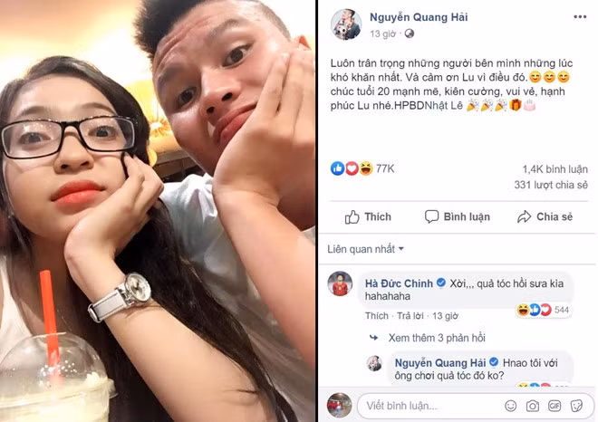 Quang Hai gui loi chuc ngot ngao nhan sinh nhat 20 tuoi cua ban gai