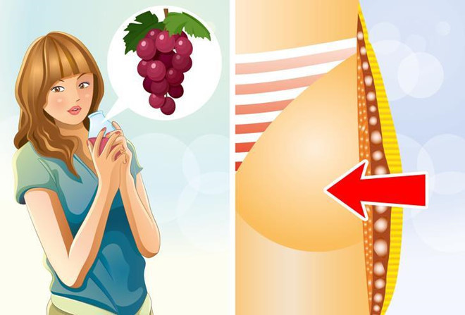 Nhâm nhi một ít nước nho: Nước nho giúp đốt cháy calo nhờ một chất đặc biệt gọi là resveratrol. Nó giúp chuyển đổi chất béo trắng xấu thành chất béo nâu. Khi bạn ngủ, cơ thể sử dụng chất béo nâu để giữ ấm. Do đó, uống một cốc nước nho trước khi ngủ sẽ buộc bạn phải loại bỏ mỡ dư thừa thay vì lưu trữ chúng.