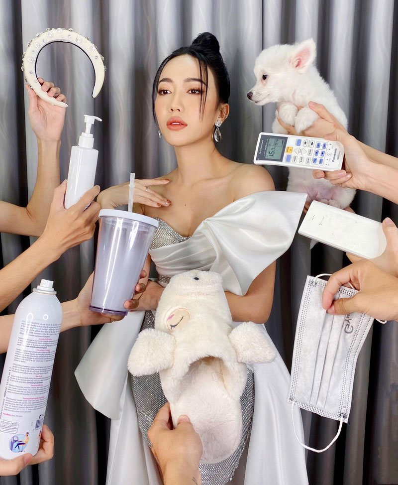 Diệu Nhi không hề kém cạnh với tông màu trắng thuần khiết như chính chiếc váy của NTK Đỗ Long dành cho cô.