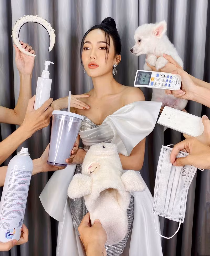 Diệu Nhi không hề kém cạnh với tông màu trắng thuần khiết như chính chiếc váy của NTK Đỗ Long dành cho cô.