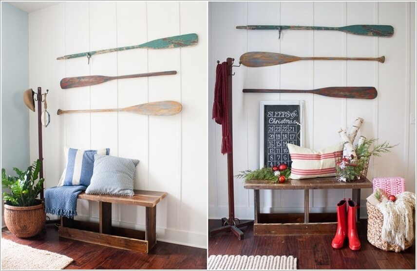 Bộ sưu tập vỏ sò, ốc biển tạo điểm nhấn thú vị cho căn phòng.