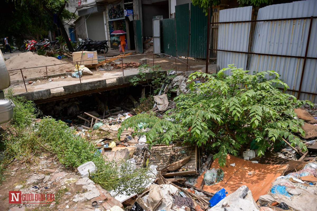 Nằm sát đoạn mương này còn khoảng 300m2 đất đã GPMB để làm vỉa hè thuộc dự án cống hóa mương T2C, nhưng bị bỏ hoang.