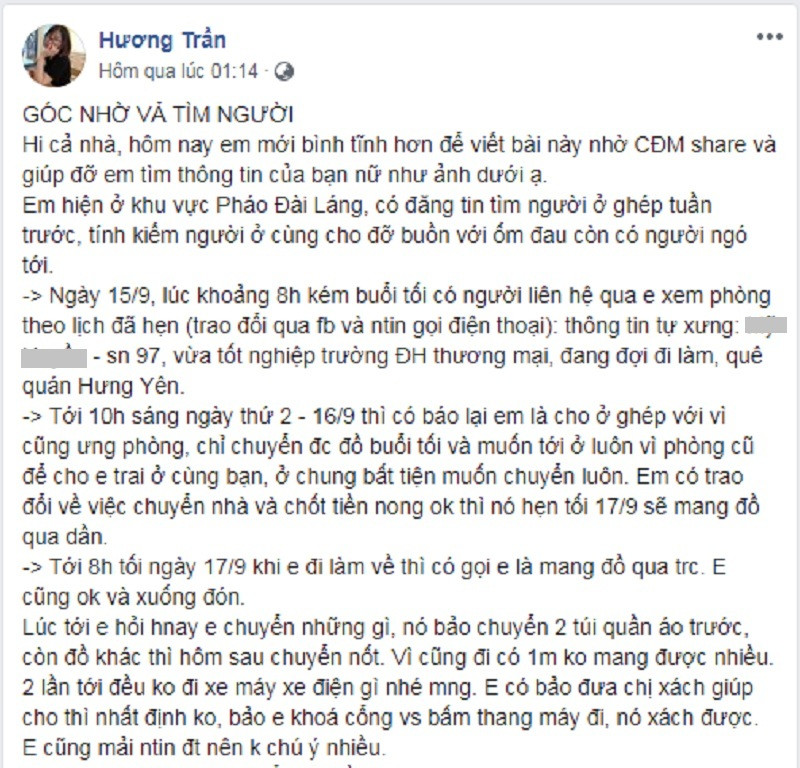 Gai tre mat sach do dac sau khi tim duoc ban o ghep