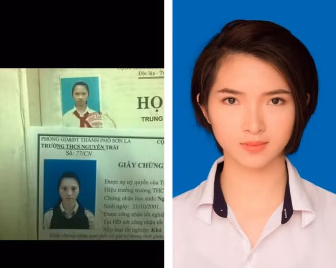Ảnh thẻ bây giờ trông khác "một trời một vực" so với ngày xưa là chuyện không của riêng ai. Sự "lột xác" từ kiểu tóc đến đường nét trên gương mặt của cô gái này khiến nhiều dân mạng cứ ngỡ 2 người khác nhau. Ảnh: Ngọc Ếch.