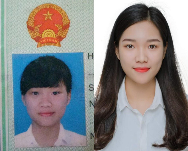Giống Thanh Hương, Kim Anh (22 tuổi, Thái Nguyên) thừa nhận bản thân trong bức ảnh thẻ cũ trông như con trai. 9X vui vẻ nói nhiếp ảnh gia "có tâm" khi chụp cho cô bức ảnh đẹp để tự tin dán vào hồ sơ xin việc. Ảnh: Hoàng Kim Anh.