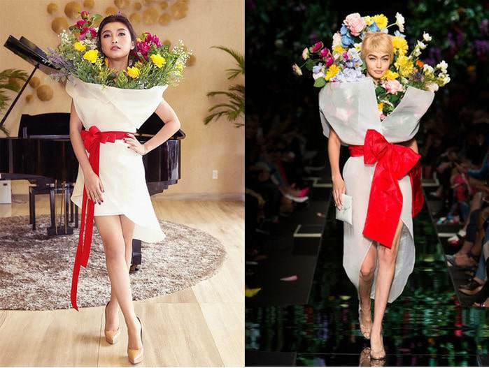 Bị phát hiện “sao chép” từ thiết kế của ông lớn Moschino tại Tuần lễ Thời trang Milan 2018, Tiêu Châu Như Quỳnh cho rằng chiếc váy chỉ đơn giản là sự trùng hợp ý tưởng trong thời trang.