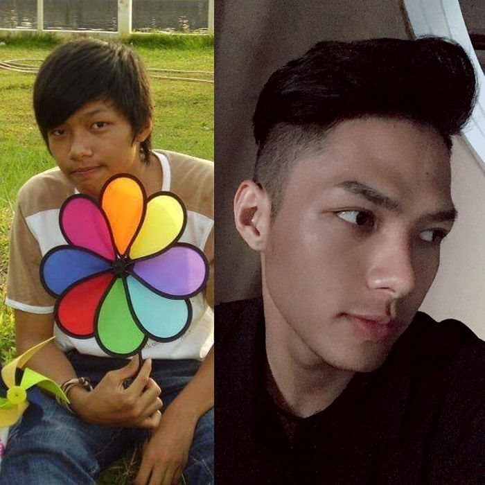 Nhân dịp đề tài "dậy thì thành công" gây bão trở lại, nhiều cư dân mạng cũng "tranh thủ" khoe chiến tích dậy thì rực rỡ của mình không kém anh chàng trên. Cùng xem các bạn trẻ này đã có màn "lột xác" thành công thế nào nhé! Chàng trai "chong chóng tuổi teen" đã được thay thế hoàn toàn bởi "nam thần" điển trai cực nam tính ở thì hiện tại. (Ảnh: Huỳnh Diên Minh)