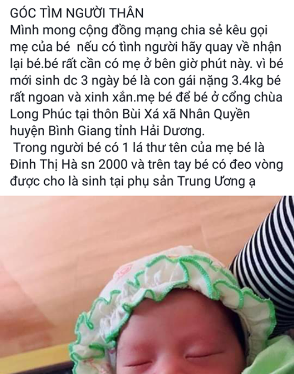 Phat hien be gai so sinh bi bo roi tai cong chua trong dem