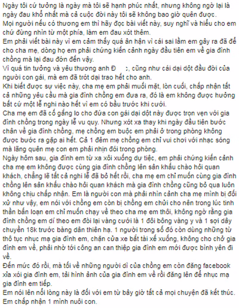 sau le cuoi co dau bi nha chong chui rua, doi lai vang