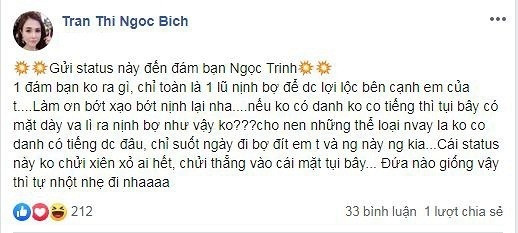 Chi gai bat ngo dang dan chui dam ban Ngoc Trinh ninh bo