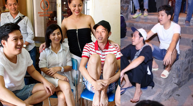 Phía sau sân khấu, Hoài Linh và Trường Giang có phong cách mặc đơn giản. Họ thường trêu đùa, trò chuyện khi có thời gian nghỉ ngơi.